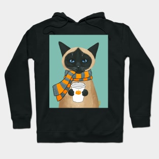 Autumn Siamese Coffee Cat Hoodie